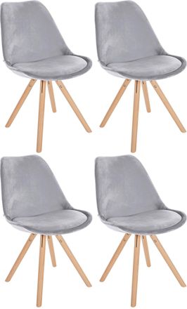 Clp Clp - Pack De 4 Sillas De Sal&oacute;n Sofia En Terciopelo Gris Claro Natural (redondo)