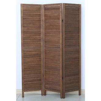 PEGANE Paravento persiana di 3 pannelli in legno, colore marrone - Dim : A170 x L120 cm