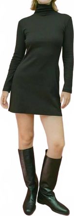 Gil Rodriguez Bellevue Turtleneck Long Sleeve Mini Dress In Black