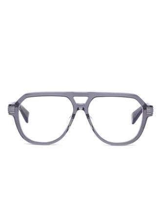 Balmain pilot-frame glasses - unisex - Acetate - 57 - Grey