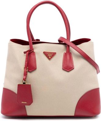 Prada Pre-owned Prada Large Canapa and Saffiano Double Satchel Ladies RREXCS433A2P5S3J
