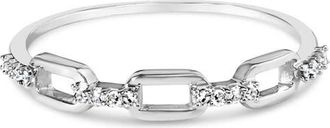 House of Brilliance 925 Sterling Silver Diamond Accent Paperclip Band Ring (I-J Color, I2-I3 Clarity)