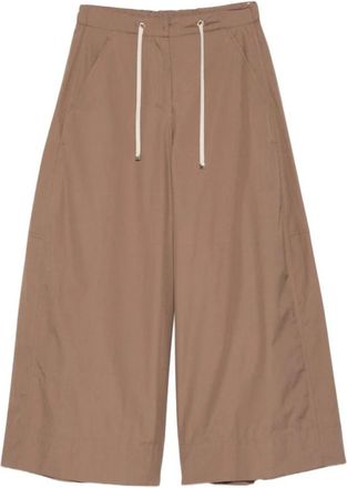 Max Mara Wide Broeken - Dames - Wijde Broeken - Bruin - S - Leer - Broeken