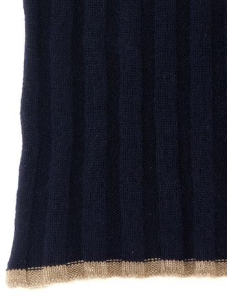 Brunello Cucinelli Ribbed Cashmere Scarf - Navy