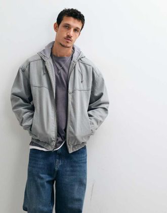 Hollister giacca skater oversize con cappuccio in antracite-Grigio