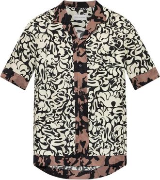 Dries Van Noten Carltone Shirt - Heren - Korte mouwen Overhemden - Zwart - L - Satijn - Overhemden