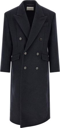 Saint Laurent Dark Blue Double-breasted Coat