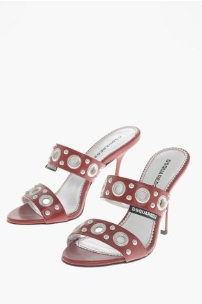 Dsquared2 Leather Mules GOTHIC with Double Strap and Studs 10cm size 37