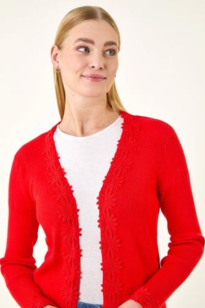 Roman Floral Lace Trim Knit Cardigan