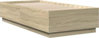 vidaXL Estructura cama con luces led madera roble Sonoma 100x200 cm Vidaxl