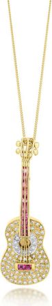 The Diamond Store 18K Gold Pave Diamond and Ruby Guitar Brooch - Pendant