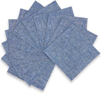 Solino Home Linen Cocktail Napkins Set of 12, 6 x 6 Inch for Dining Table, Holiday and Everyday Table Decor - Athena in Chambray Indigo at Nordstrom