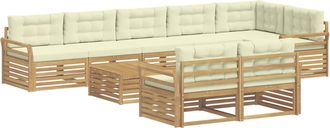 vidaXL Conjunto De Sof&aacute;s De Exterior 9 Uds. Blanco Y Crema Poli&eacute;ster Vidaxl