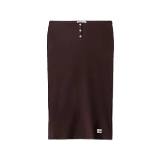 Miu Miu Logo-detail Buttoned Midi Skirt