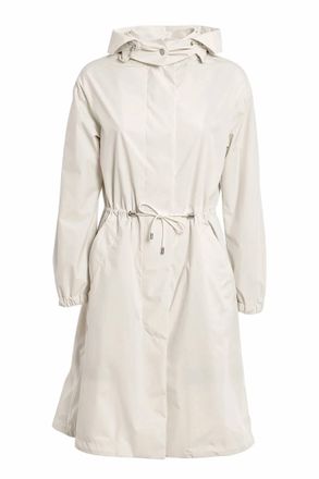 Moorer Womens Long Stand Collar Jacket In Avorio