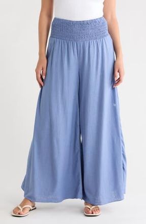 Vince Camuto Smocked Waist Wide Leg Pants in Cadet Blue at Nordstrom Rack, Size X-Small