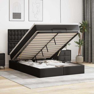 vidaXL Vidaxl - Estructura Cama Otomana Colch&oacute;n Cuero Sint&eacute;tico Negro 140x200cm