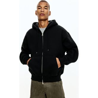 H&M Oversized Fit Zip-through Hoodie in Black at Nordstrom, Size Xx-Large