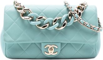 Chanel Light Blue Small Lambskin Elegant Chain Single Flap