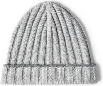 Brunello Cucinelli Cashmere rib knit beanie in Dark Grey at Nordstrom, Size X-Large