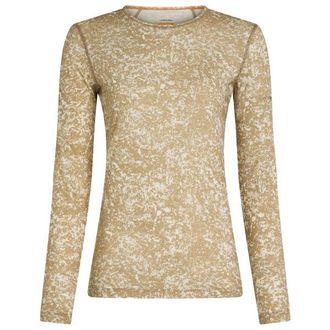 Icebreaker Merino 200 Oasis L/S Crewe Moss Bloom Aop Merinounterw&auml;sche f&uuml;r Damen | beige