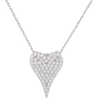 Suzy Levian Sterling Silver White Cubic Zirconia Elongated Heart Pendant Necklace at Nordstrom Rack
