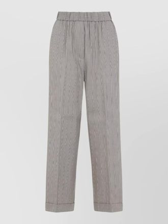 PESERICO pinstriped linen cotton blend straight leg trousers