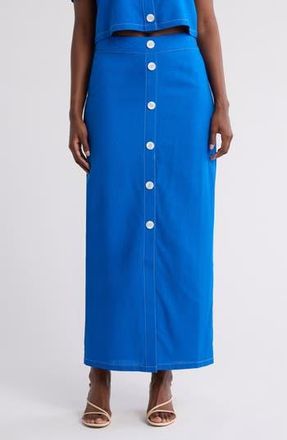By Design Abby Button Front Maxi Skirt in Princess Blue at Nordstrom Rack, Size X-Small