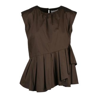 Meimeij Dames, Blouses & Shirts, Bruin, Maat: M Katoen