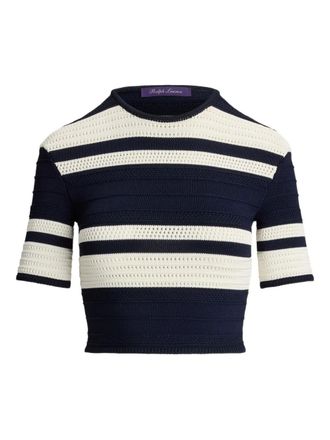 Ralph Lauren Collection Maglione a righe con maniche corte - Blu