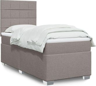 vidaXL Cama Box Spring Con Colch&oacute;n Tela Gris Taupe 90x200 Cm Vidaxl