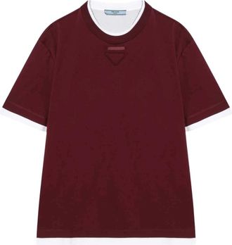 Prada Tops, Dames, Roze, M, T-Shirt Girocollo Manica Corta