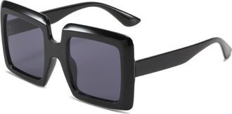 Generic Large Frame Men Square Sunglasses Outdoor Vacation Women Shopping Sun Glasses(Black)