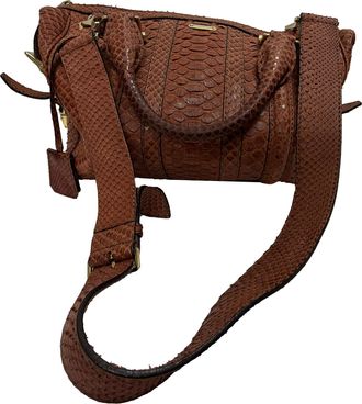 Burberry Pre-owned Womens Medium Nevinson Bowling Bag in Brown Python Leather - Mocha - One Size