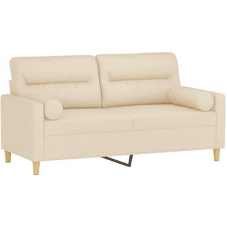 vidaXL Sof&aacute; De 2 Plazas Con Cojines Tela Color Crema 140 Cm Vidaxl