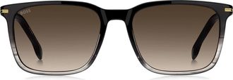 BOSS 55mm Rectangular Sunglasses in Black Shaded Grey/Brown Sf at Nordstrom