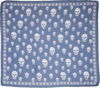 Alexander McQueen Alexander McQueen Skull Foulard Silk Scarf in Sapphire/Pink at Nordstrom