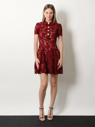 Self Portrait Womens Dress Mini Lace Red Polyester