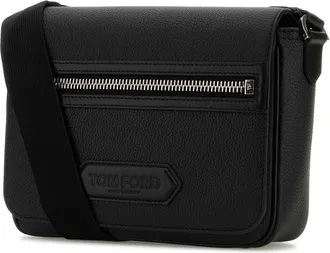 Tom Ford Mens Grain Crossbody Bag Black Calf