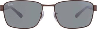 Ray-Ban Green Rectangular Unisex Sunglasses RB3750 925940 59