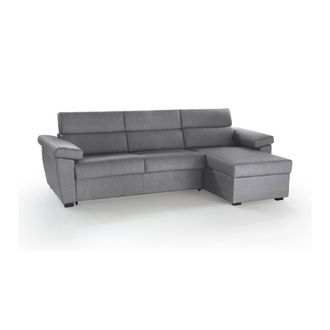 Dmora Sof&aacute; Cama Con Chaise Longue Tolle, Desenfundable, Almacenaje Hecho En Italia, Hidr&oacute;fugo Multiposici&oacute;n Convertible, 285x160 Cm Gris