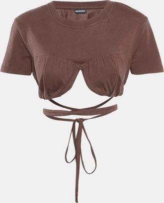 Jacquemus Brown Jersey Le Baci Crop Top