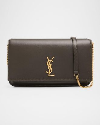 Saint Laurent YSL Monogram Phone Holder Crossbody Bag in Leather