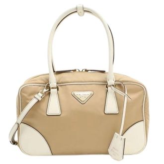 Prada Pre-owned Nylon Handbag - Dames - Vintage Handtas - Beige - ONE Size - Nylon - Vintage