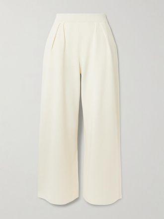 Max Mara Pantaloni In Lana Con Pinces Bora - Avorio