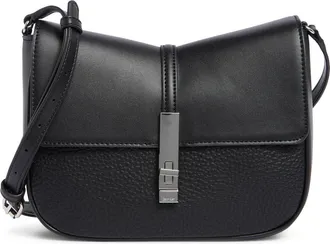Calvin Klein Liliana Faux Leather Crossbody Bag in Black/Silver at Nordstrom Rack