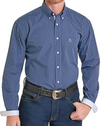Panhandle Mens Button Down Western Shirt In Navy