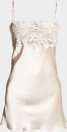 Christine Lingerie Bijoux Lace-Trim Silk Chemise