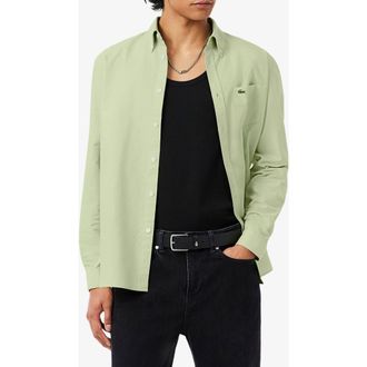 Lacoste Regular Fit Oxford Button-Down Shirt in Vert at Nordstrom, Size 15.75