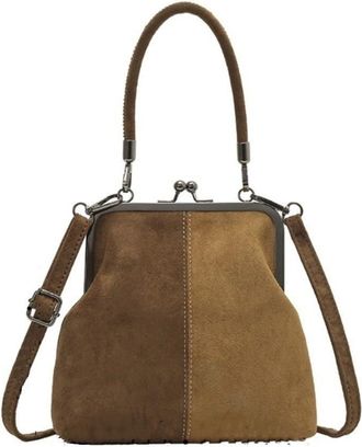 Generic Elegant Womens Retro Frosted Handbag, Large Leisure Travel Work Commuting Shopping Shoulder Bag(Khaki)